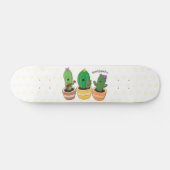 Cute cactus trio singing cartoon illustratie persoonlijk skateboard (Horizontaal)