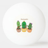 Cute cactus trio singing cartoon illustratie pingpongbal (Achterkant)