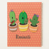 Cute cactus trio singing cartoon illustratie planner (Achterkant)
