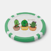 Cute cactus trio singing cartoon illustratie poker chips (Enkel)
