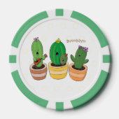 Cute cactus trio singing cartoon illustratie poker chips (Voorkant)