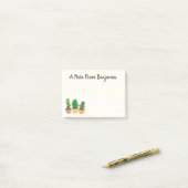 Cute cactus trio singing cartoon illustratie post-it® notes (Op bureau)