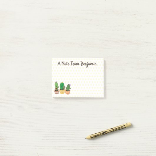 Cute cactus trio singing cartoon illustratie post-it® notes (Op bureau)