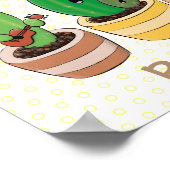 Cute cactus trio singing cartoon illustratie poster (Hoek)