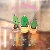 Cute cactus trio singing cartoon illustratie raamsticker (Vel 2)