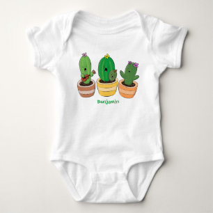 Cute cactus trio singing cartoon illustratie romper