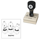 Cute cactus trio singing cartoon illustratie rubberstempel (Gestempeld)