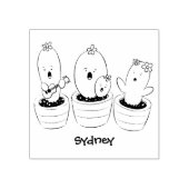 Cute cactus trio singing cartoon illustratie rubberstempel (Afrduk)