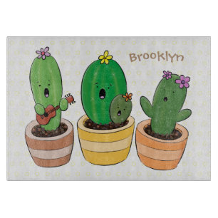 Cute cactus trio singing cartoon illustratie snijplank