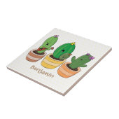 Cute cactus trio singing cartoon illustratie tegeltje (Zijkant)