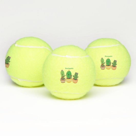 Cute cactus trio singing cartoon illustratie tennisballen (Multi)