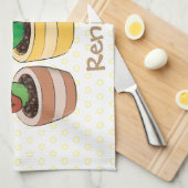 Cute cactus trio singing cartoon illustratie theedoek (Quarter Fold)