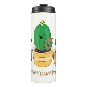 Cute cactus trio singing cartoon illustratie thermosbeker
