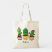 Cute cactus trio singing cartoon illustratie tote bag (Achterkant)