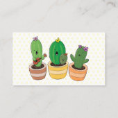Cute cactus trio singing cartoon illustratie visitekaartje (Achterkant)