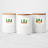Cute cactus trio singing cartoon illustratie voedselcontainer etiket (Flessen)