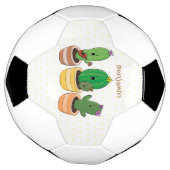 Cute cactus trio singing cartoon illustratie voetbal (Gedraaid)