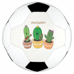 Cute cactus trio singing cartoon illustratie voetbal