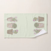 Cute Cactus Trio Wearing Jewelry Bad Handdoek (Handdoek)