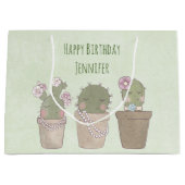 Cute Cactus Trio Wearing Jewelry Birthday Groot Cadeauzakje (Voorkant)
