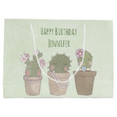 Cute Cactus Trio Wearing Jewelry Birthday Groot Cadeauzakje (Achterkant)