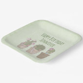 Cute Cactus Trio Wearing Jewelry Birthday Papieren Bordje (Gebogen)