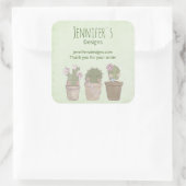 Cute Cactus Trio Wearing Jewelry Business Vierkante Sticker (Tas)