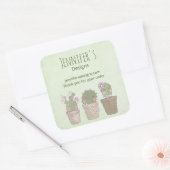 Cute Cactus Trio Wearing Jewelry Business Vierkante Sticker (Envelop)