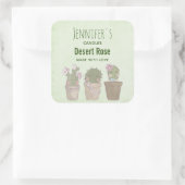 Cute Cactus Trio Wearing Jewelry Candle Business Vierkante Sticker (Tas)