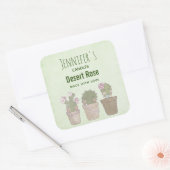 Cute Cactus Trio Wearing Jewelry Candle Business Vierkante Sticker (Envelop)