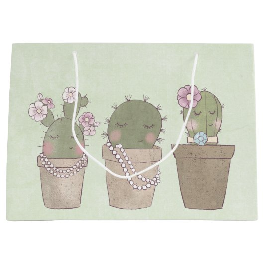 Cute Cactus Trio Wearing Jewelry Groot Cadeauzakje (Voorkant)