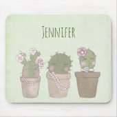 Cute Cactus Trio Wearing Jewelry Muismat (Voorkant)