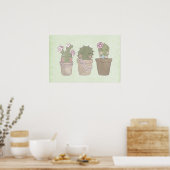 Cute Cactus Trio Wearing Jewelry Poster (Keuken)