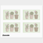 Cute Cactus Trio Wearing Jewelry Rechthoekige Sticker (Vel)