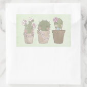 Cute Cactus Trio Wearing Jewelry Rechthoekige Sticker (Tas)