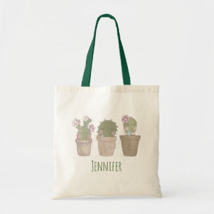 Cute Cactus Trio Wearing Jewelry Tote Bag