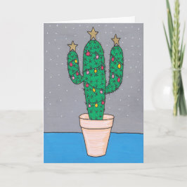 Cute cactus, versierd voor Kerstmis, gepersonalise Kaart