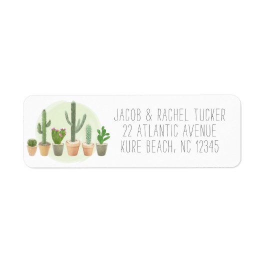 Cute Cactus Waterverf Succulent Pots Label (Voorkant)