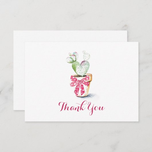 Cute Cactus Waterverf Valentijns - Hartelijk dank Bedankkaart (Voorkant / Achterkant)
