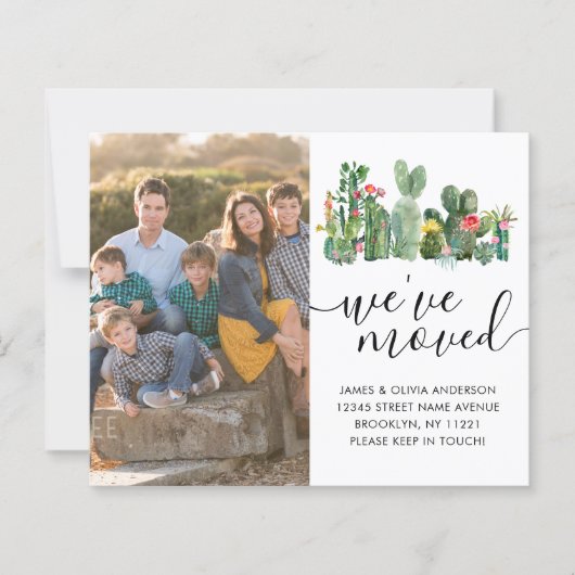 Cute Cactus We hebben Foto Moving Announcement ver (Voorkant)