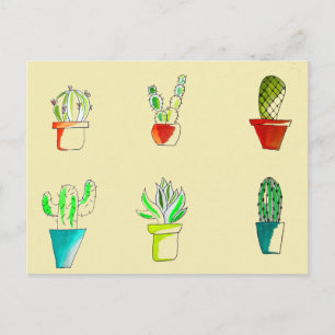 Cute cactus-woestijnillustratie briefkaart