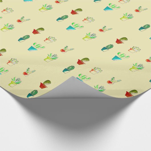 Cute cactus-woestijnillustratie cadeaupapier (Hoek)
