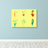 Cute cactus-woestijnillustratie canvas afdruk (Insitu (Houten vloer))