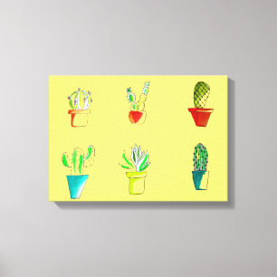 Cute cactus-woestijnillustratie canvas afdruk
