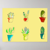Cute cactus-woestijnillustratie poster (Voorkant)