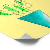 Cute cactus-woestijnillustratie poster (Hoek)