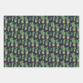 Cute Cactus Yellow Blue Pattern Wrapping Inpakpapier Vel (Voorkant 3)