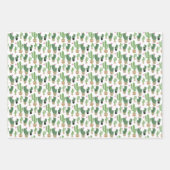 Cute Cactus Yellow Blue Pattern Wrapping Inpakpapier Vel (Voorkant 2)