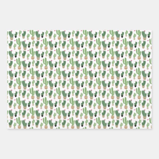 Cute Cactus Yellow Blue Pattern Wrapping Inpakpapier Vel (Voorkant 2)