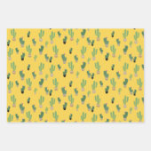 Cute Cactus Yellow Blue Pattern Wrapping Inpakpapier Vel (Voorkant)